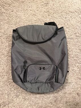 Under Armour Gray Drawstring Backpack with Front Zip Pocket